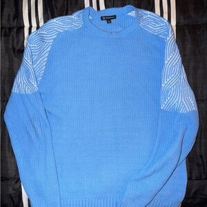 Men's baby blue  Sweater with White Accents size large